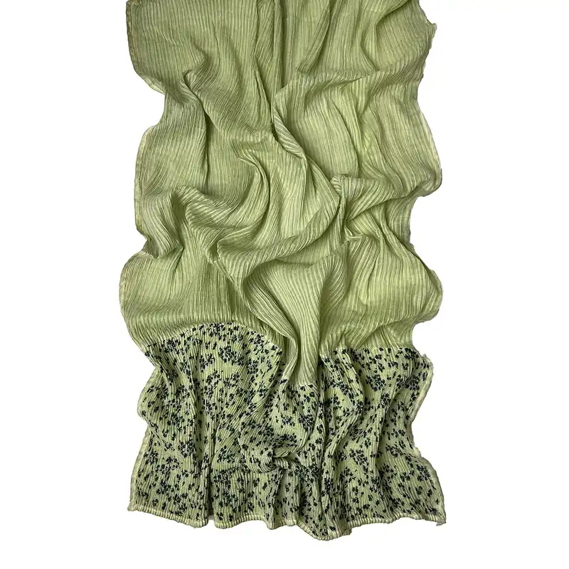 شال زنانه مدل نخی پلیسه بهاره حاشیه مزونی شکوفه ریز