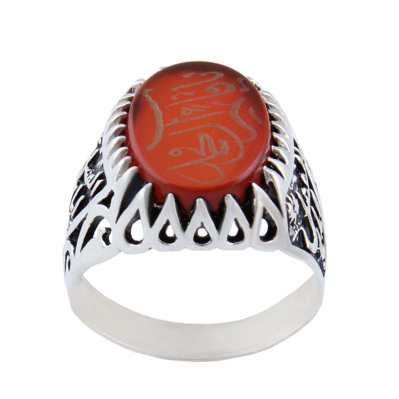 انگشتر نقره مردانه بازرگانی میلادی مدل رکاب سیلندری عقیق کد AM_4320