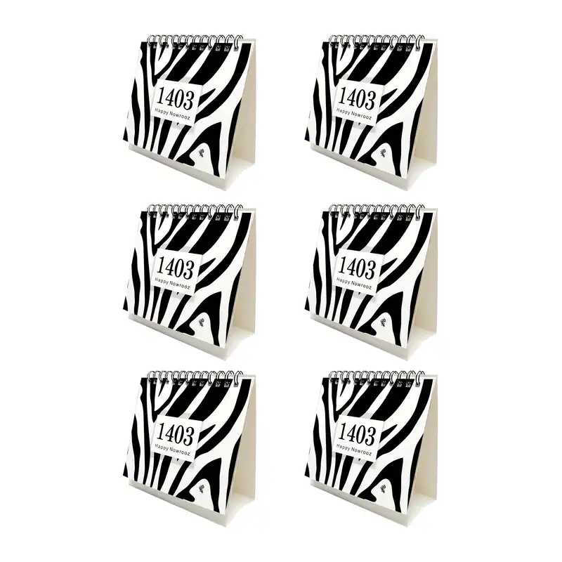تقویم رومیزی سال 1403 پدیده نقش مدل Mini Hard Cover گلاسه کد 1452 بسته 6 عددی