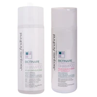شامپو تقویت کننده مو ژاک آندرل پاریس مدل Biotinaire مناسب برای موهای معمولی تا چرب حجم 200 میلی لیتر به همراه شامپو ضد شوره ژاک آندرل پاریس مدل Cheveux Secs مناسب برای موهای خشک و آسیب دیده حجم 200 میلی لیتر