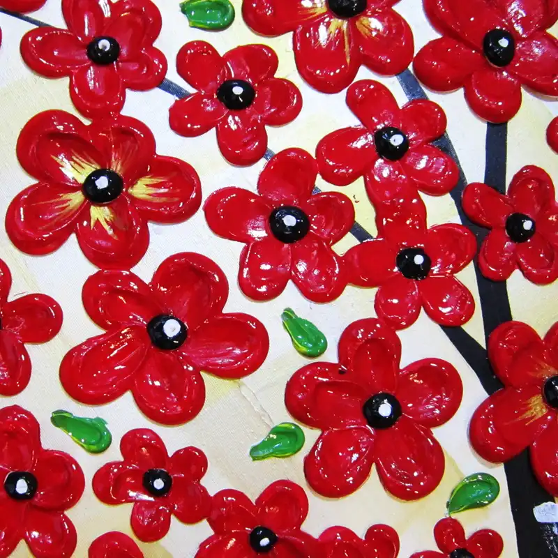 تابلو نقاشی میکس مدیا طرح شکوفه های زرین برجسته کد 220