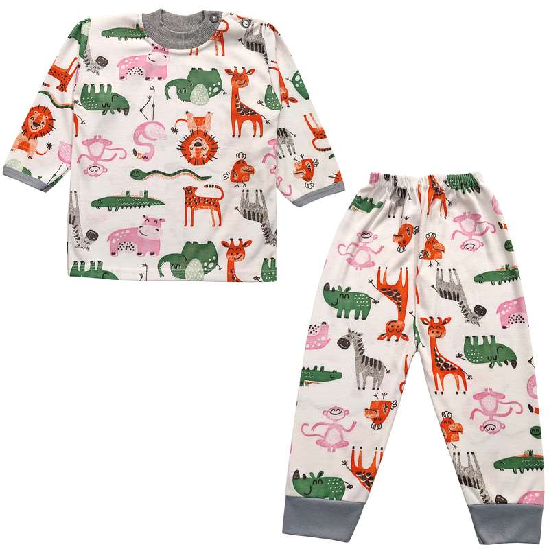 ست تی شرت و شلوار نوزادی مدل حیوانات کد 3674