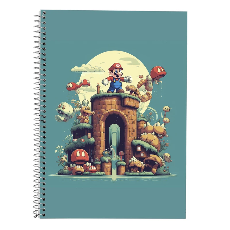 دفتر زبان 50 برگ مدوپد مدل سه خط طرح سوپرماریو super mario کد DF2962