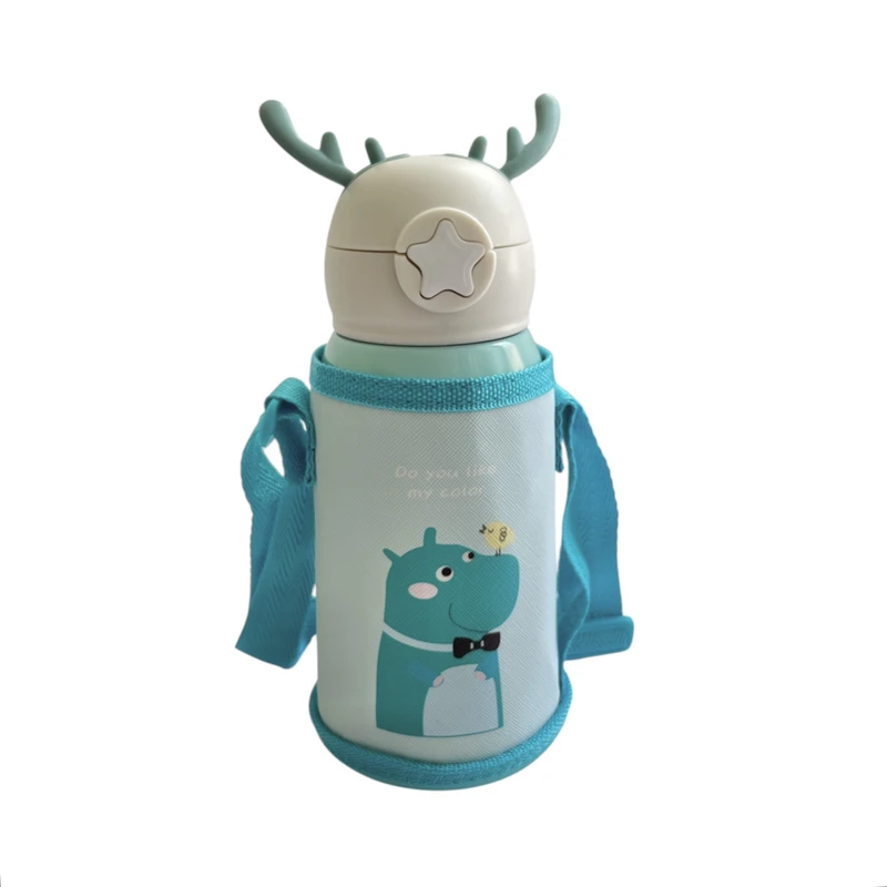 فلاسک کودک و نوزاد مدل دو درب طرح اسب آبی کد VT907 گنجایش 0.5 لیتر