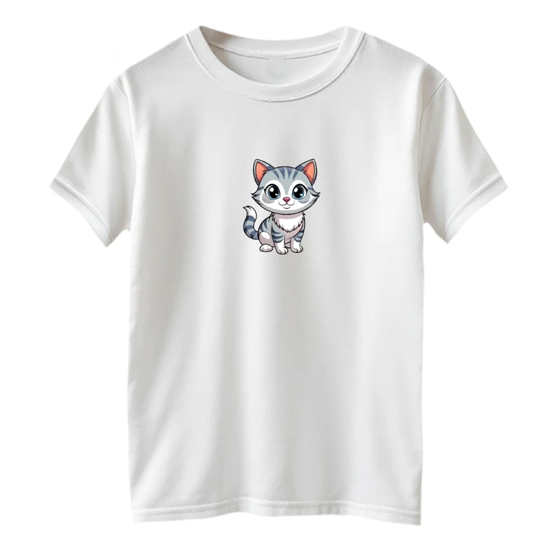 تی شرت آستین کوتاه بچگانه مدل گربه کد 01