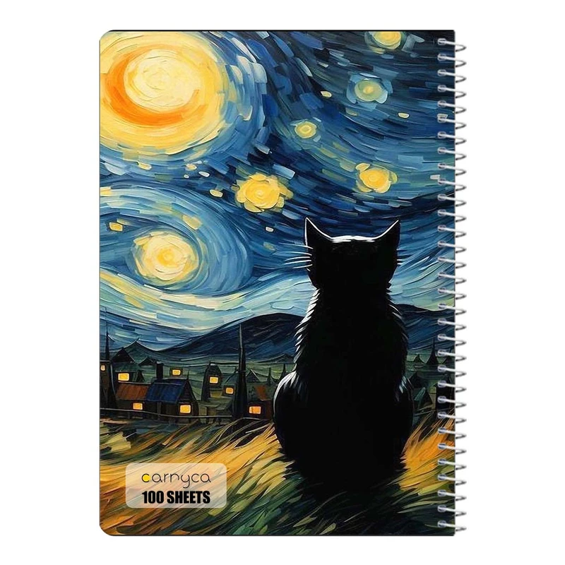 دفتر مشق 100 برگ سیمی کارنیکا طرح شب پرستاره فانتزی ون گوگ Fantasy Starry Night Van Gogh کد 53162