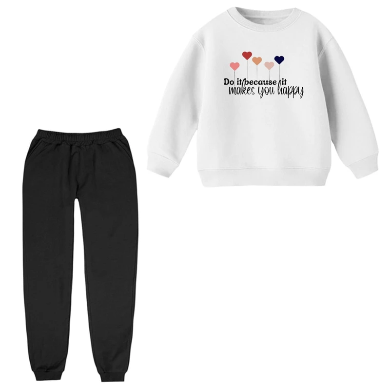 ست سویشرت و شلوار راحتی بچگانه مدل قلب ها کد 2 