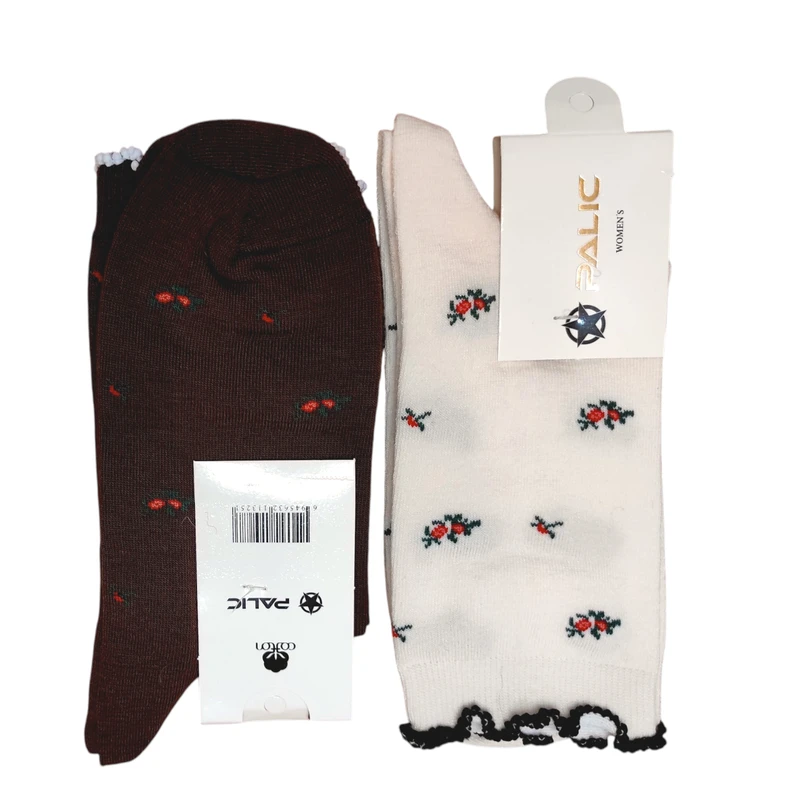 جوراب ساق بلند زنانه مدل گلریز بسته 2 عددی