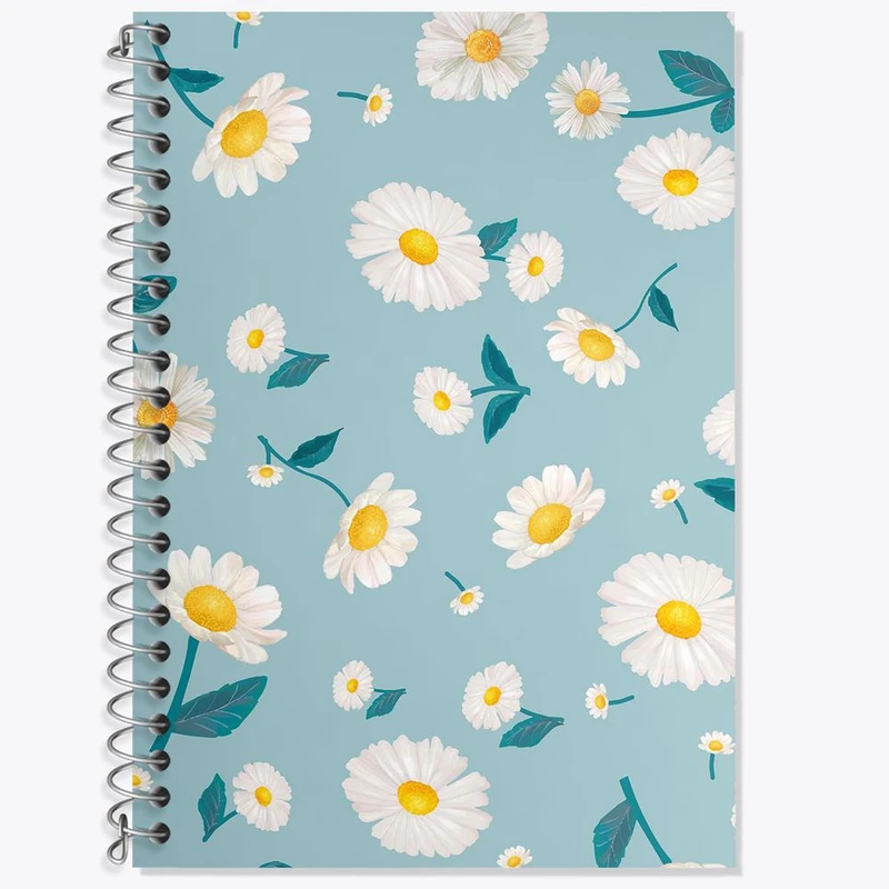 دفتر زبان 50 برگ خندالو مدل سه خط طرح گل بابونه کد 29534