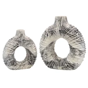 گلدان دکوری مدل دونات کد GD05S2 مجموعه 2 عددی