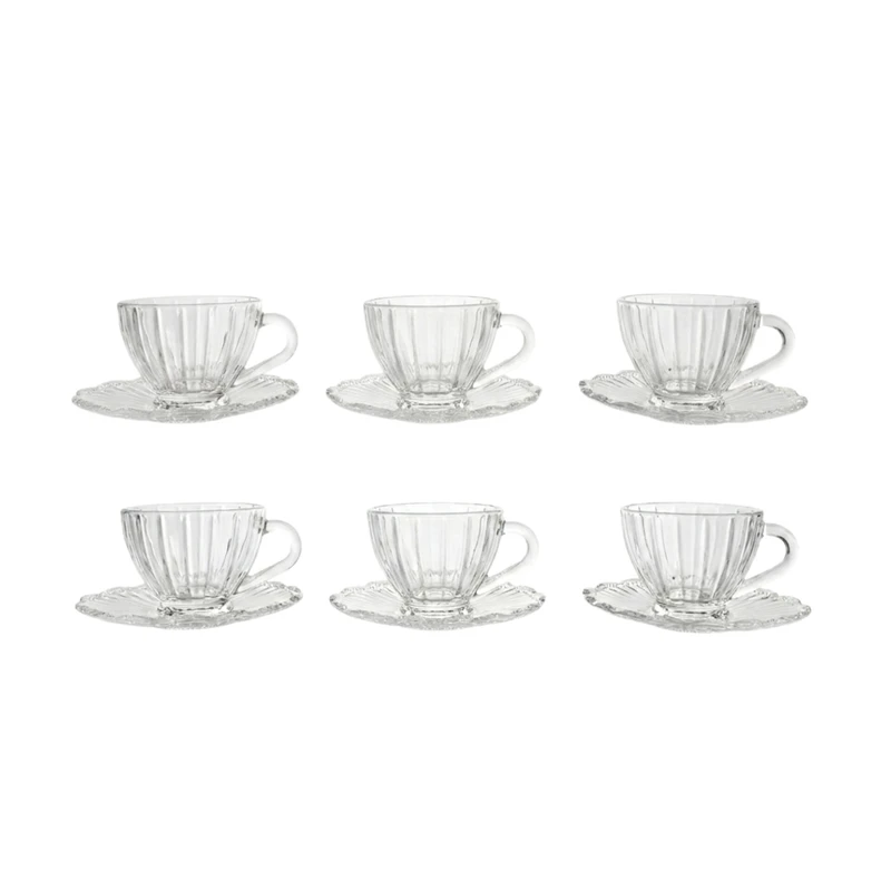 ست فنجان و نعلبکی 12 پارچه 6 نفره مدل کریستال کد GLASS