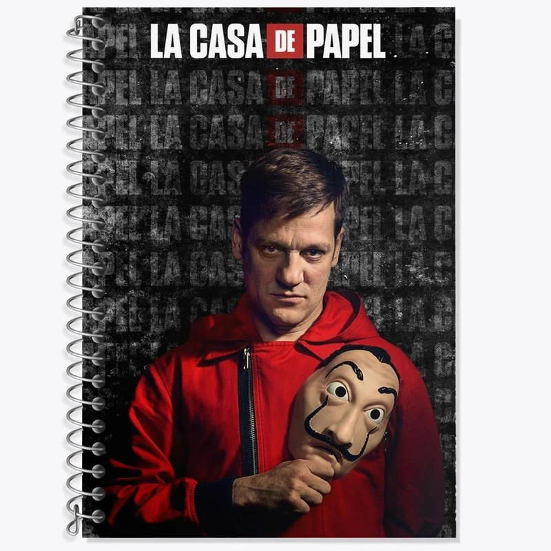 دفتر زبان 50 برگ خندالو مدل دو خط طرح مارتین بروتر سریال Money Heist کد 3228