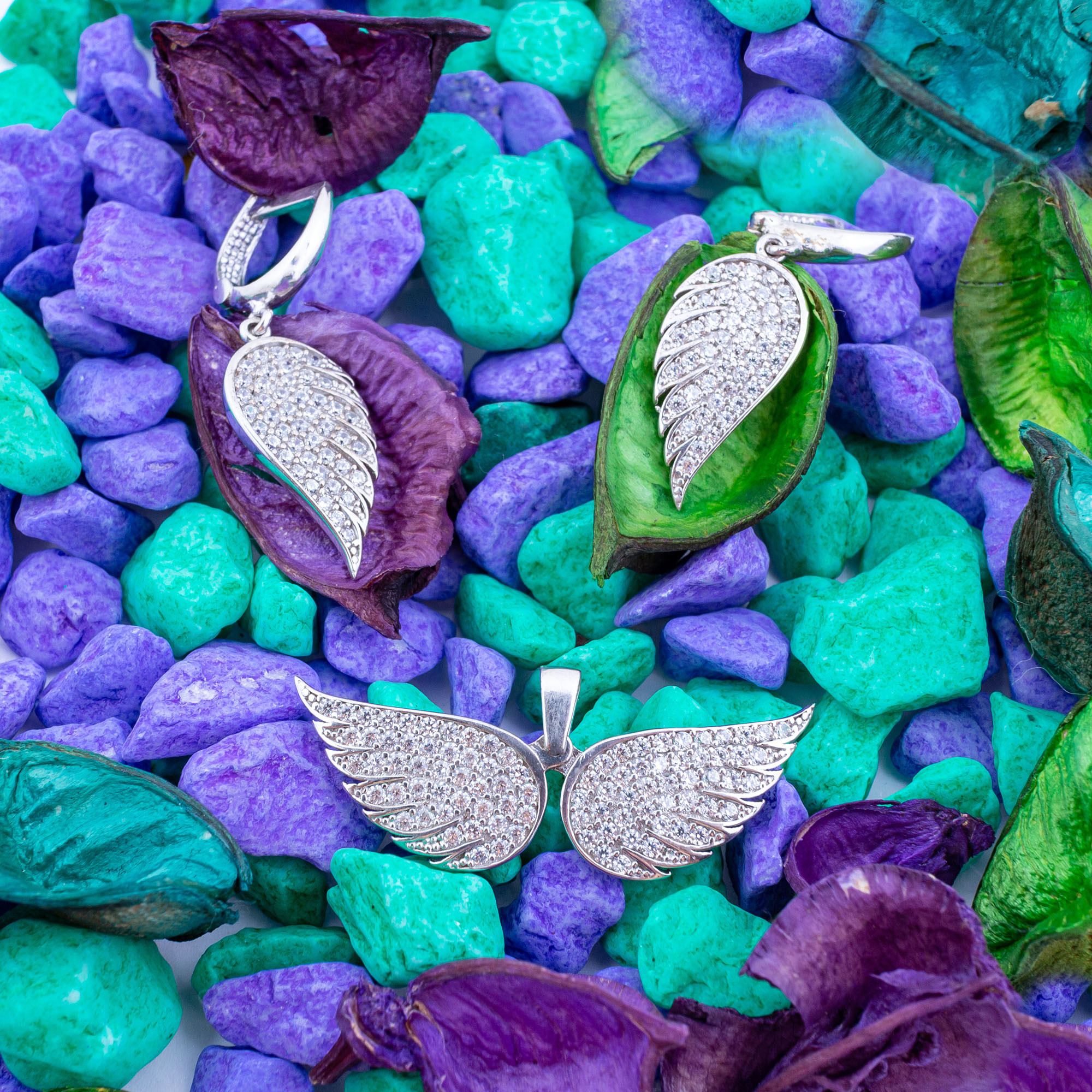 نیم ست نقره زنانه مدل بال فرشته AMT_N109