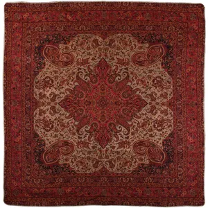 رومیزی ترمه حسینی ابریشمی مهستان کد 00--08 قرمز سایز 100 × 100 سانتی‌متر