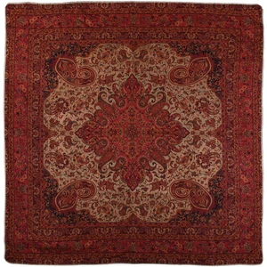 رومیزی ترمه حسینی ابریشمی مهستان کد 00--08 قرمز سایز 100 × 100 سانتی‌متر