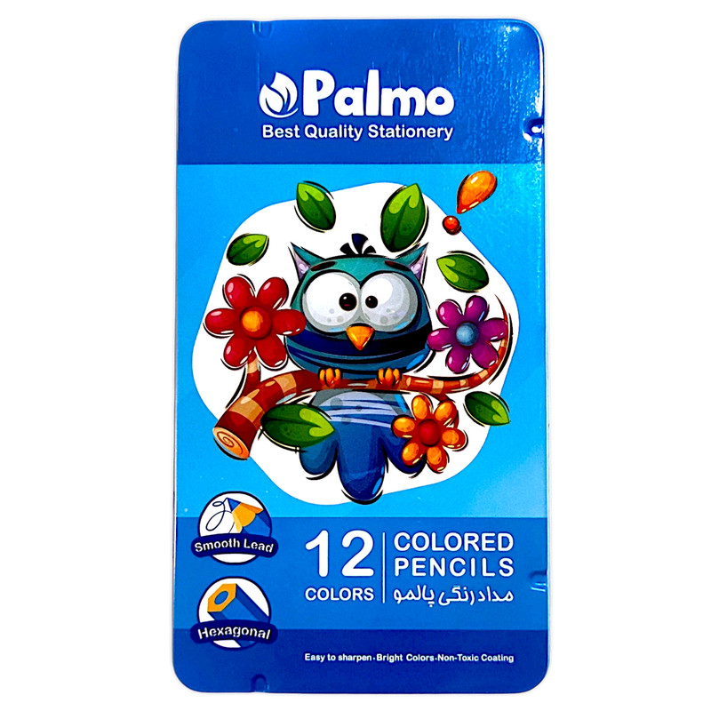 مداد رنگی 12 رنگ پالمو مدل حیوانات فلزی کد 12