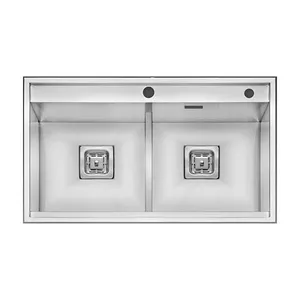 سینک ظرفشویی استیل توکار دو لگنه الکا استیل مدل 4082