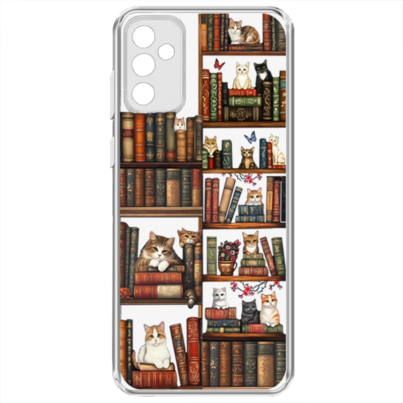 کاور طرح Cat & Books مناسب برای گوشی موبایل سامسونگ Galaxy A04s