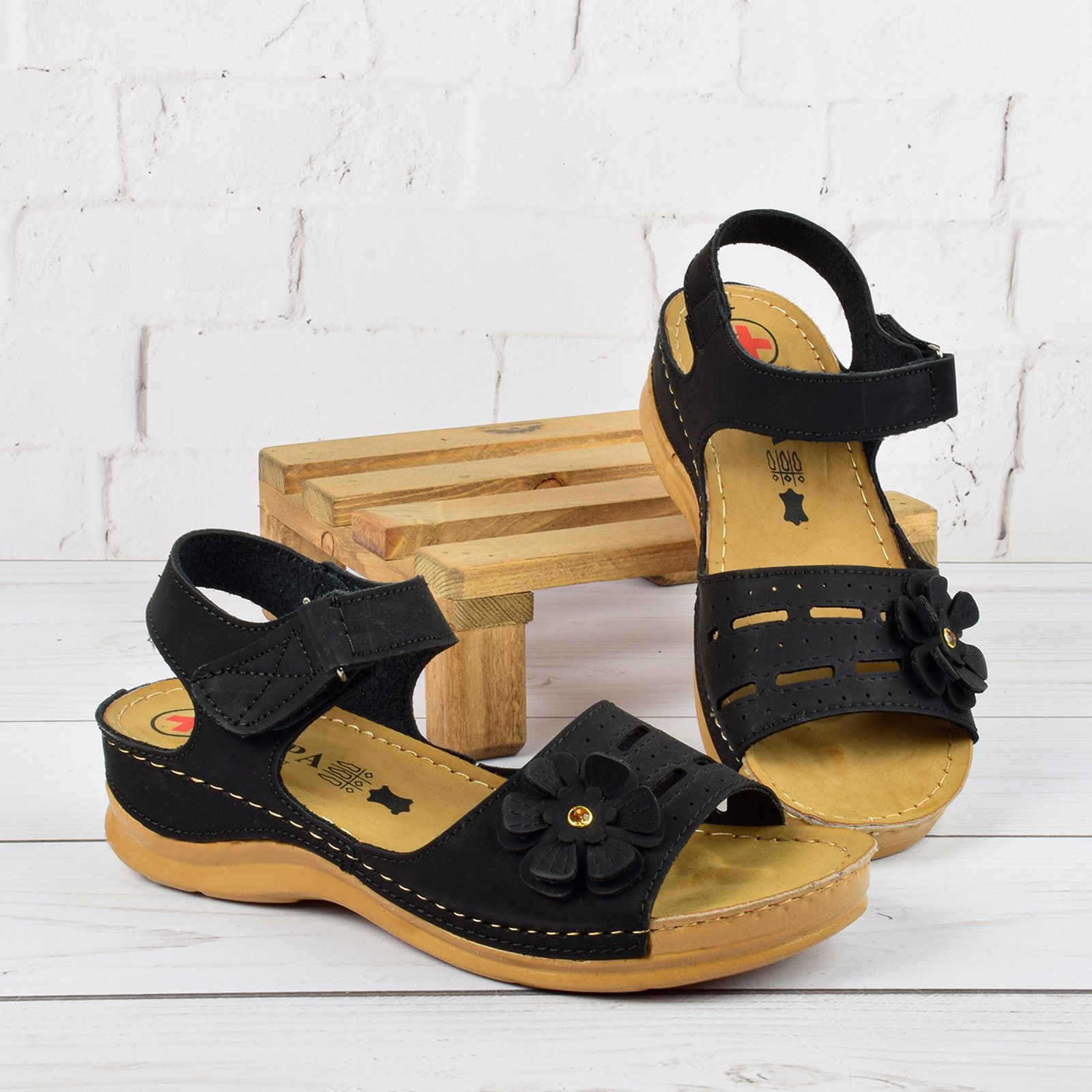 صندل زنانه پاپا مدل طبی گلدار برچسبی BK.4016 - - 4