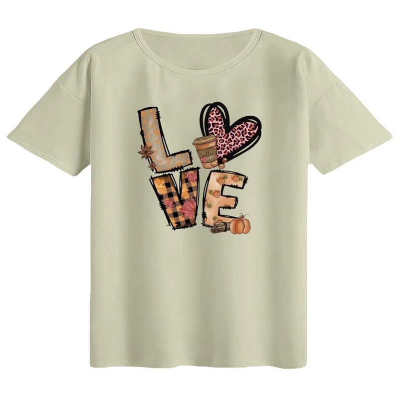 تی‌شرت اورسایز آستین کوتاه زنانه مدل باکسی طرح LOVE