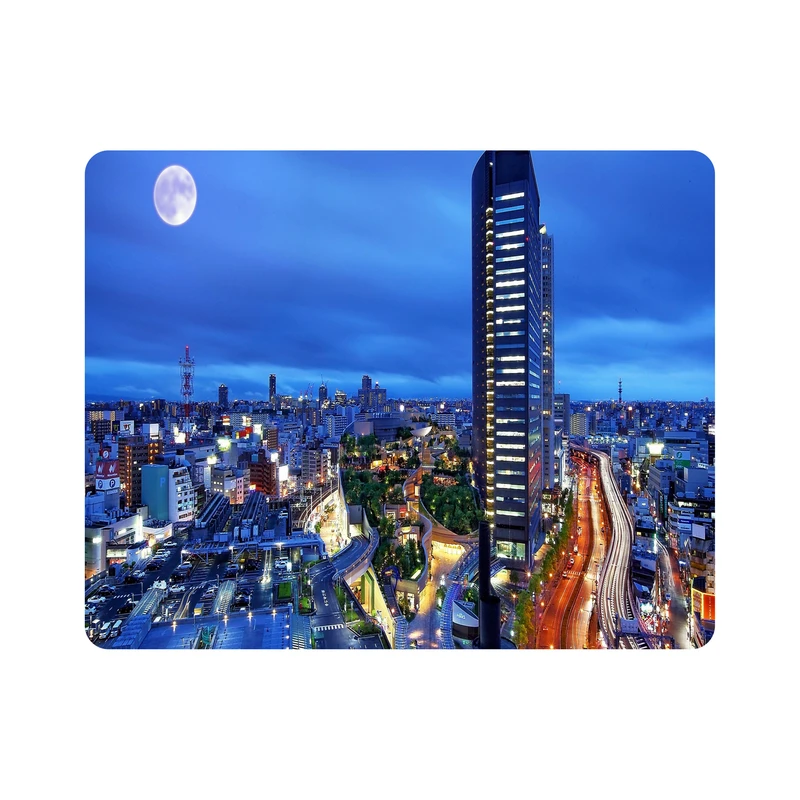 ماوس پد اطلس آبی طرح نمای شهر و ساختمان مدل T7191