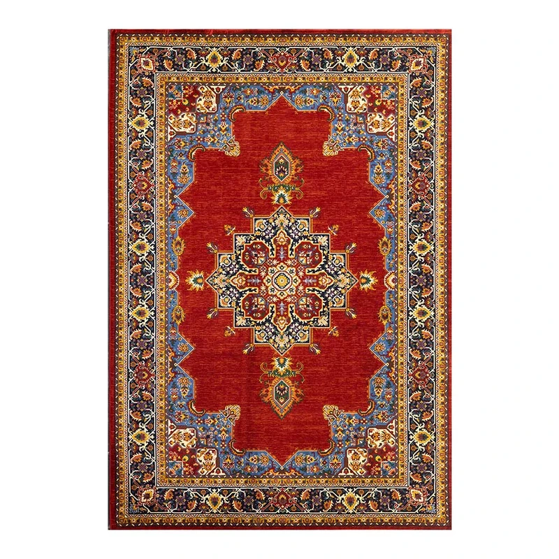 فرش ماشینی 700 شانه زمینه لاکی حاشیه روناسی مدل سینراد کد 7013