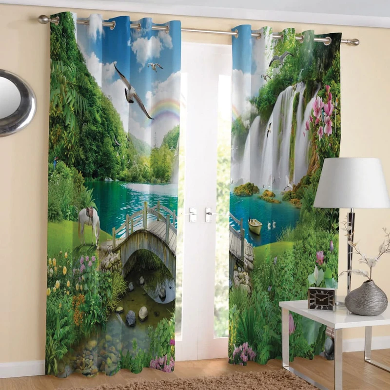 پرده طرح منظره مدل 1460 سایز 280x140 سانتی متر