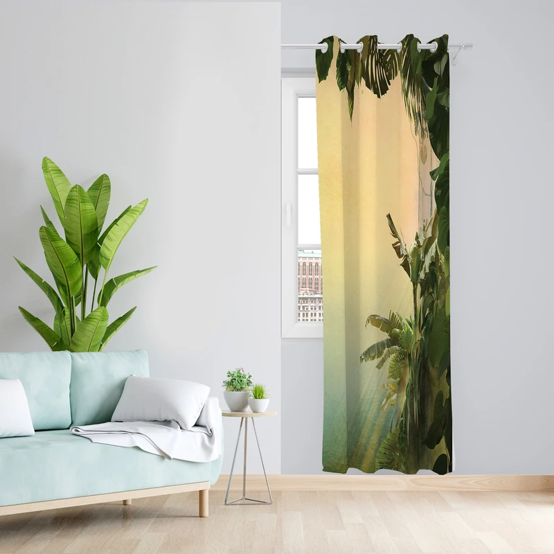 پرده طرح برگ مدل مخمل پانچی کد 2236 z سایز 140x200 سانتی متر