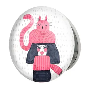 آینه جیبی خندالو طرح دخترونه مدل تاشو کد 6119 