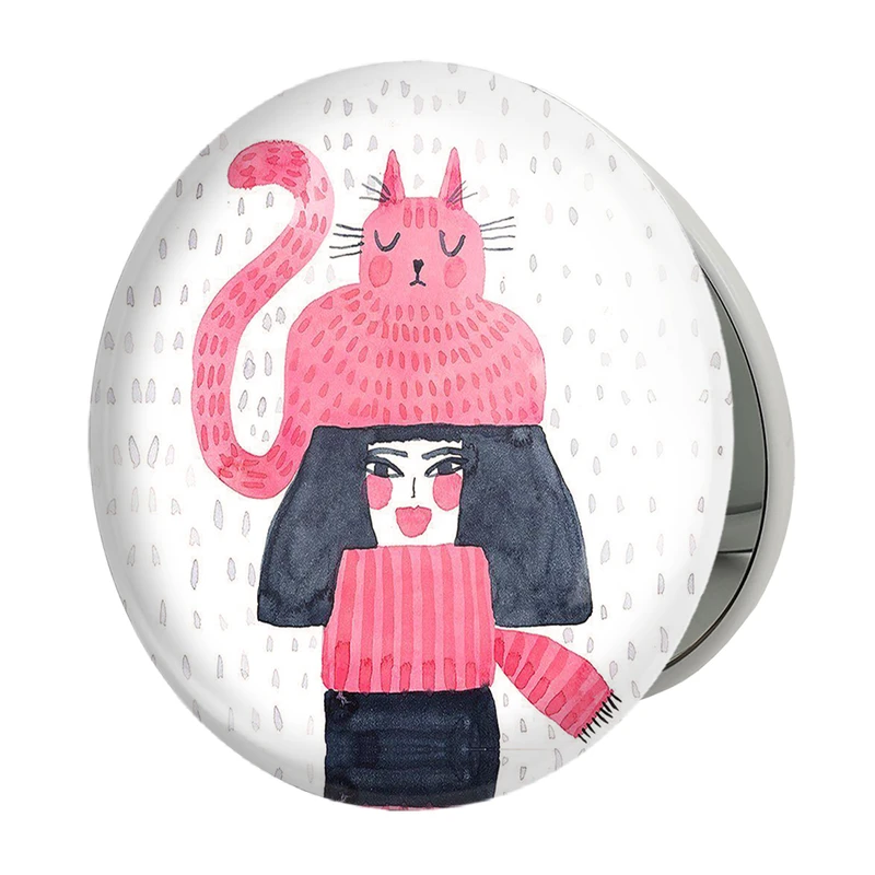 آینه جیبی خندالو طرح دخترونه مدل تاشو کد 6119 