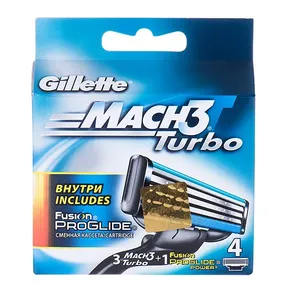 تیغ یدک 3 عددی ژیلت مدل Mach 3 Turbo به همراه 1 یدک Fusion Proglide
