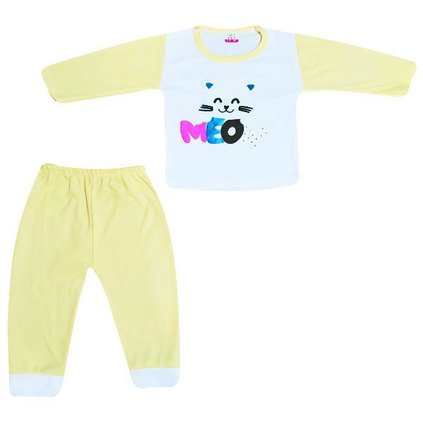 نقد و بررسی ست تی شرت آستین بلند و شلوار نوزادی مدل Meow کد Za2 رنگ زرد توسط خریداران