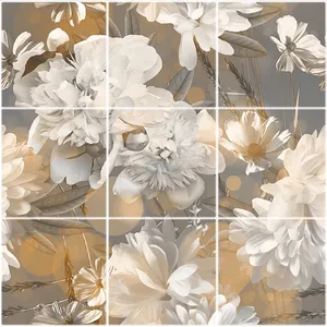 تایل سقفی آسمان مجازی طرح گل کد 3D1961 سایز 60x60 سانتی متر مجموعه 9عددی