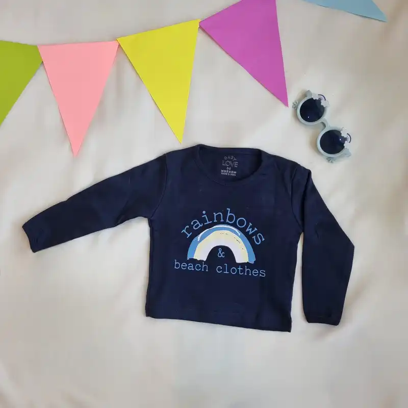 ست تی شرت و شلوارک نوزادی مدل رنگین کمان