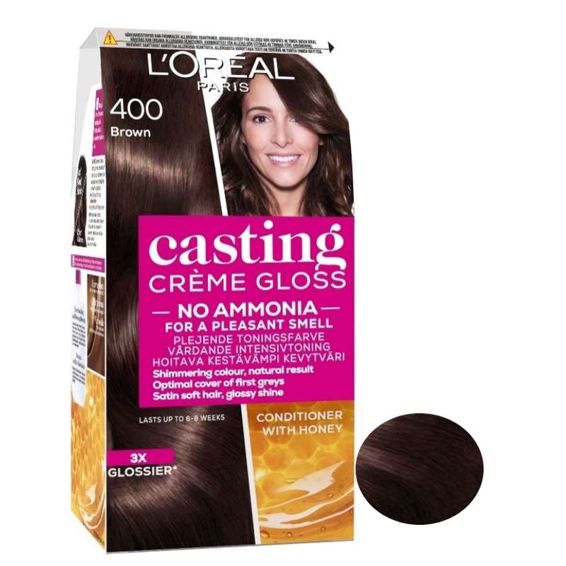 کیت رنگ مو لورآل مدل casting creme gloss شماره 400 حجم 48 میلی لیتر رنگ قهوه ای