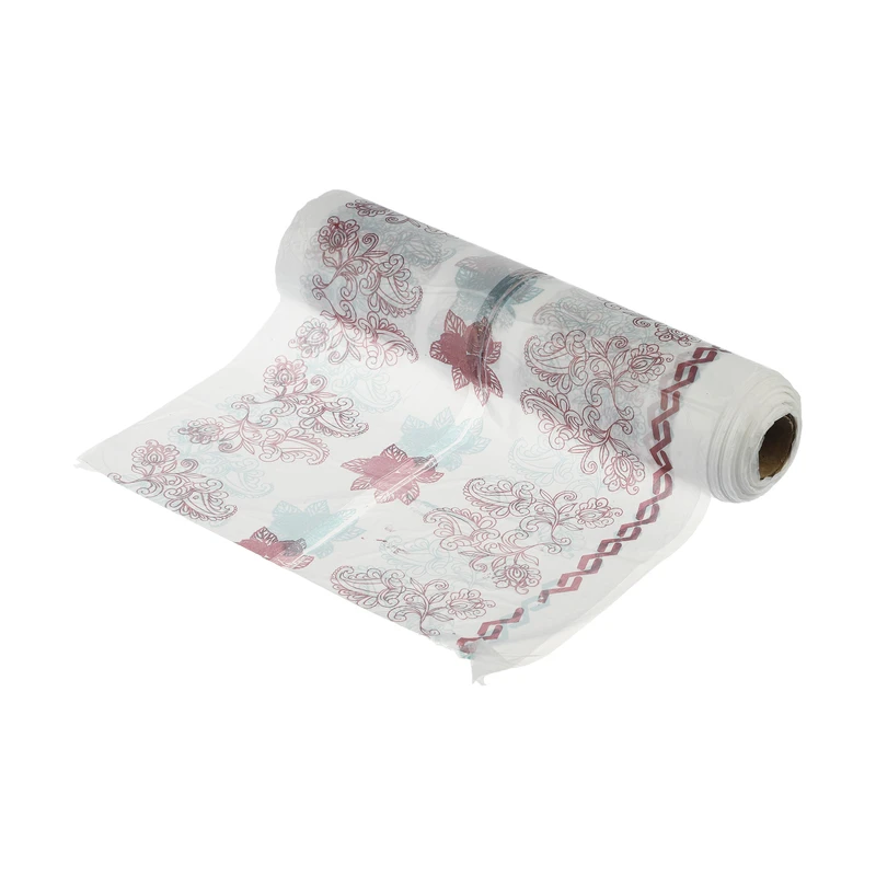 سفره یکبار مصرف نایلون سپید مدل طرح‌دار رول 50 متری