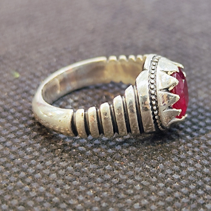 انگشتر نقره مردانه مدل سنگ یاقوت آفریقایی کد 46