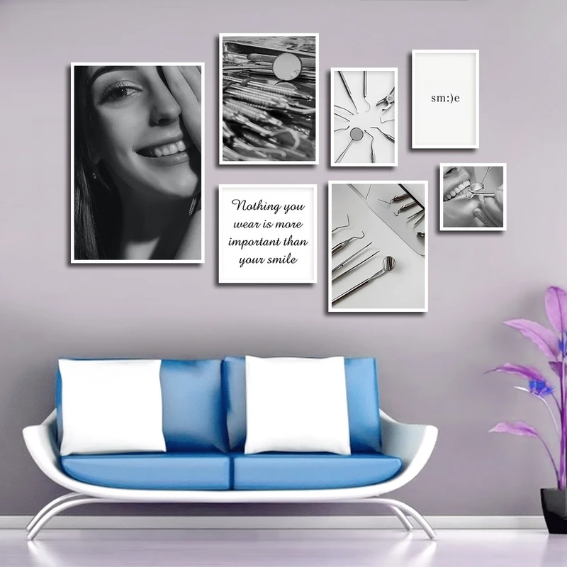 تابلو بکلیت طرح لبخند و دندانپزشکی مدل W-2278 مجموعه 7 عددی