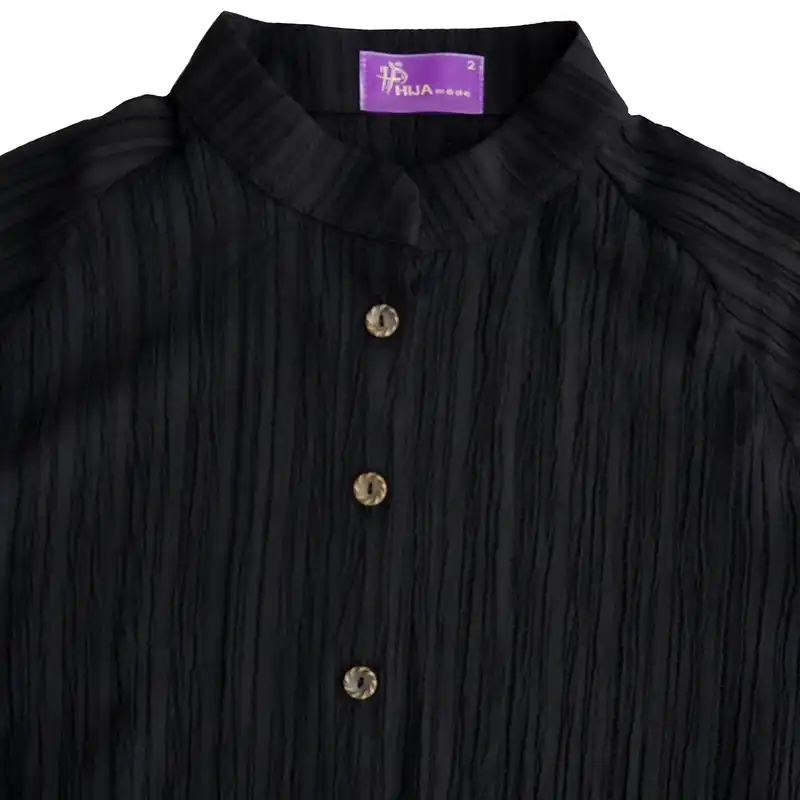 پیراهن زنانه هیژا مد مدل 123 چین دار بلند رنگ مشکی