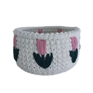 سبد قلاب بافی تریکو طرح گل لاله کد 21