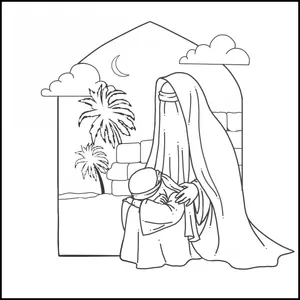 کاغذ رنگ آمیزی طرح حضرت رقیه کد 001 بسته 50 عددی