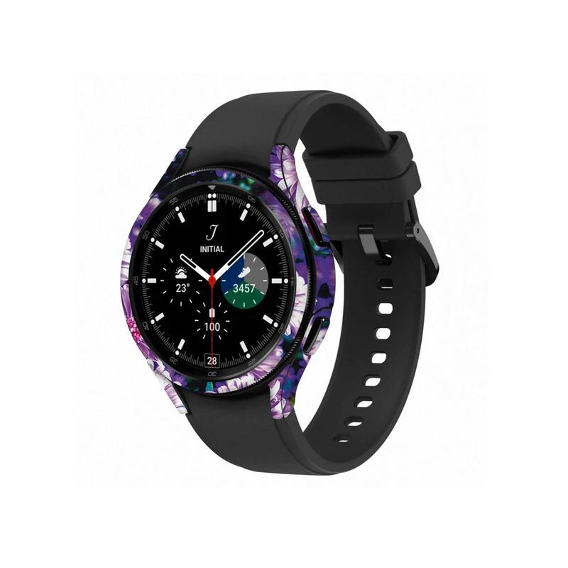  برچسب ماهوت طرح Purple-Flower مناسب برای ساعت هوشمند سامسونگ Watch4 Classic 42mm