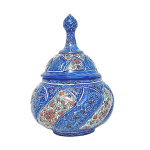 قندان میناکاری مینای اصفهان مدل مارپیچ