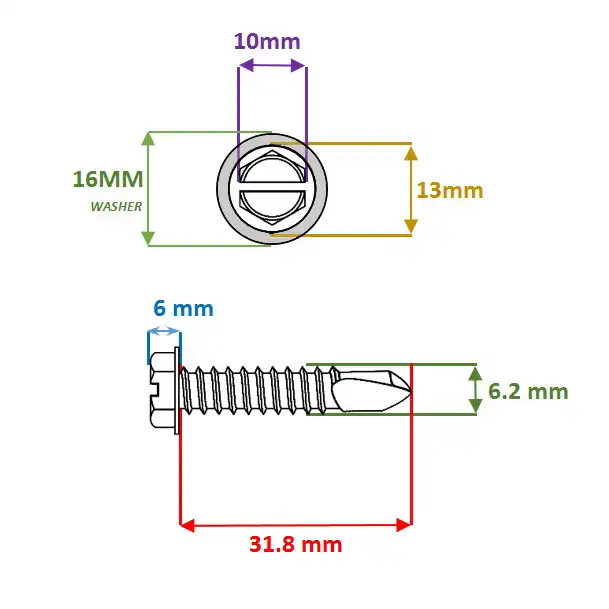 پیچ شيروانی سر مته مدل 32-14 بسته 20 عددی