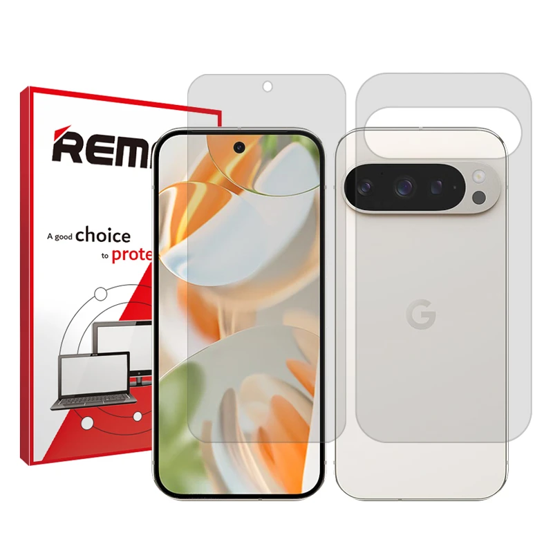 محافظ صفحه نمایش شفاف ریمکس مدل Resistant مناسب برای گوشی موبایل گوگل Pixel 9 Pro به همراه محافظ پشت گوشی