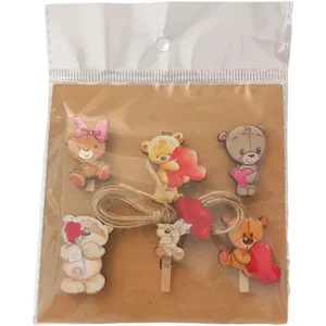 گیره عکس مدل خرسی بسته 6 عددی