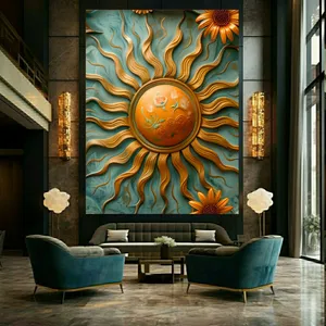 تابلو بوم طرح مخمل گل مدل خورشید کد AS1033