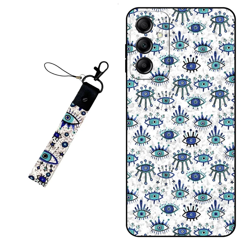 کاور مگافون طرح چشم نظر مدل 6464 مناسب برای گوشی موبایل سامسونگ Galaxy A14 به همراه بند مچی 