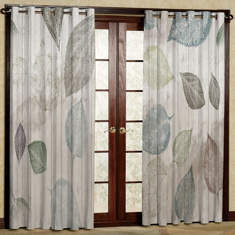  پرده بارمان دکور طرح برگ پتینه مدل هازان پانچی کد 56-2355 W سایز 140x280 سانتی متر