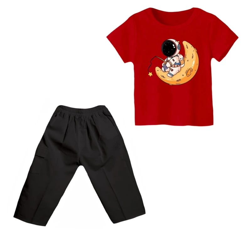 ست تی شرت و شلوارک پسرانه مدل فضانورد کد 21